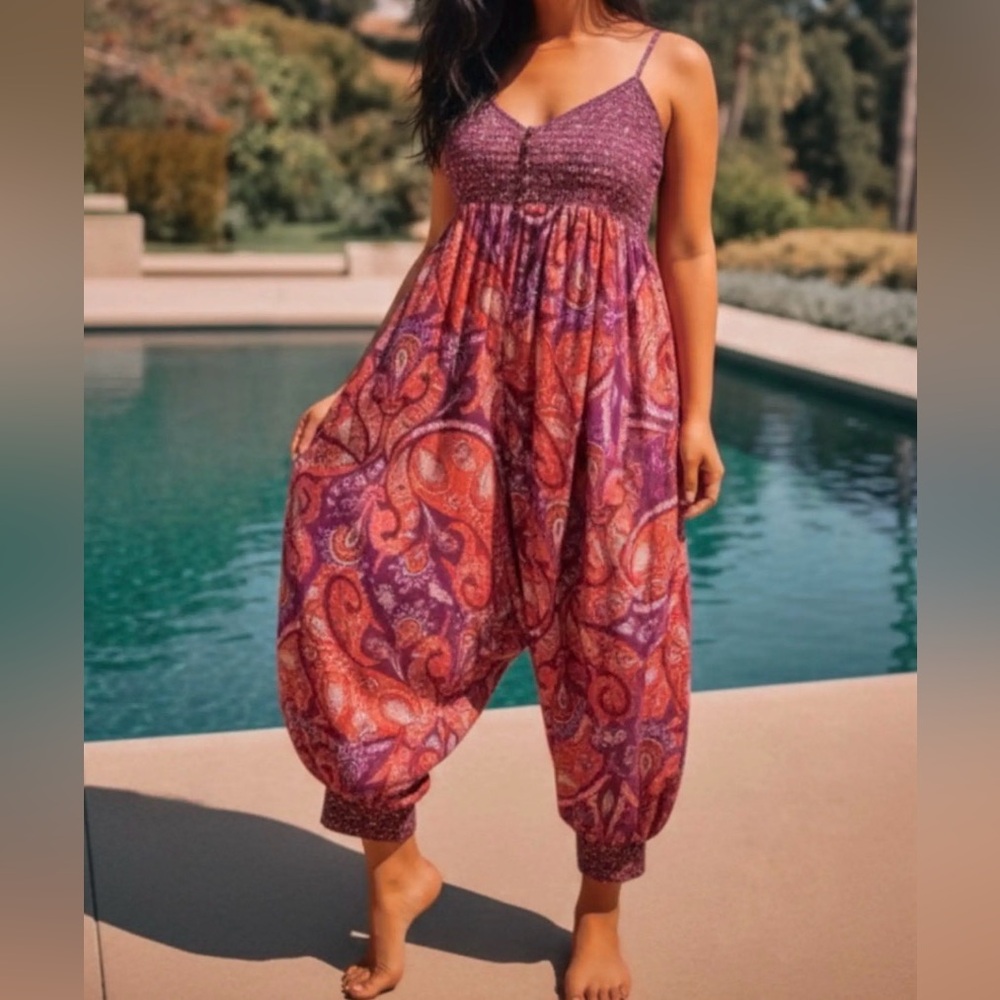 Anthropologie lounge Paisley harem jumpsuit NWT